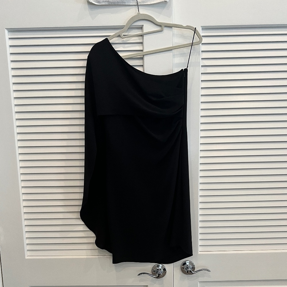 Ralph Lauren one shoulder asymmetrical black dress